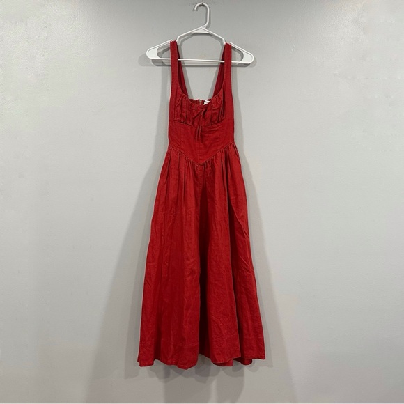 Reformation Dresses & Skirts - Reformation Balia Linen Dress Tomato Red Sz 2